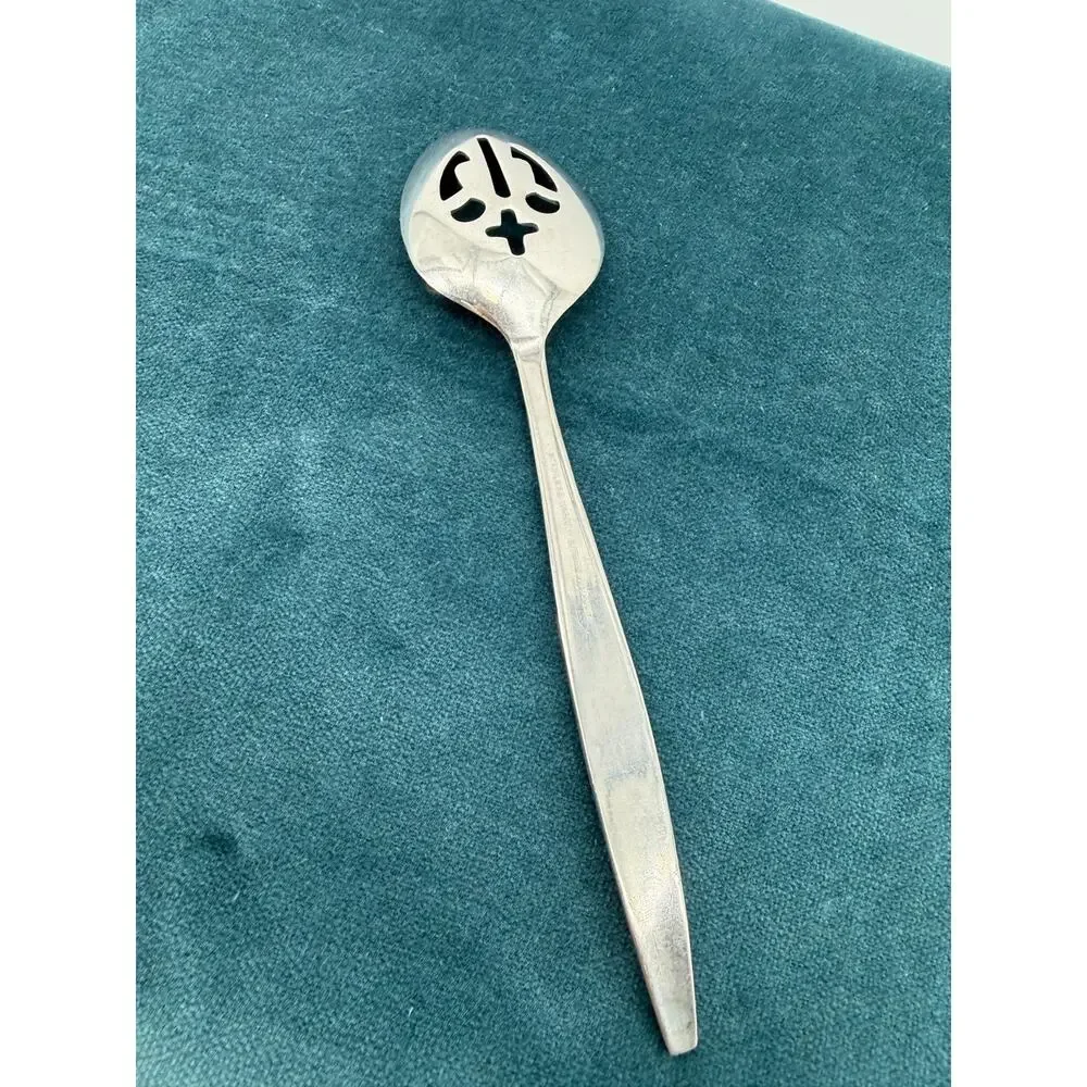 Vintage Pierced Serving Spoon Stainless  Scroll Floral Replacement